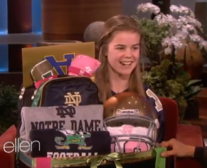 caroline pla on ellen with notre dame basket